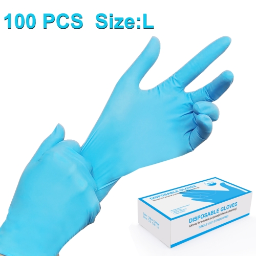 

100 PCS Blue Disposable Butyronitrile Gloves Housework Supplies, Size: L, Suitable for Palm Width: 9cm-10cm