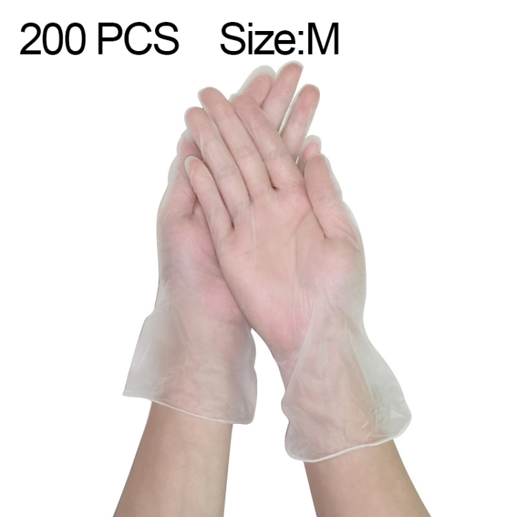 

200 PCS Thicken Disposable Clear Food Grade PVC Powder-Free Insulation Waterproof Gloves, Size: M