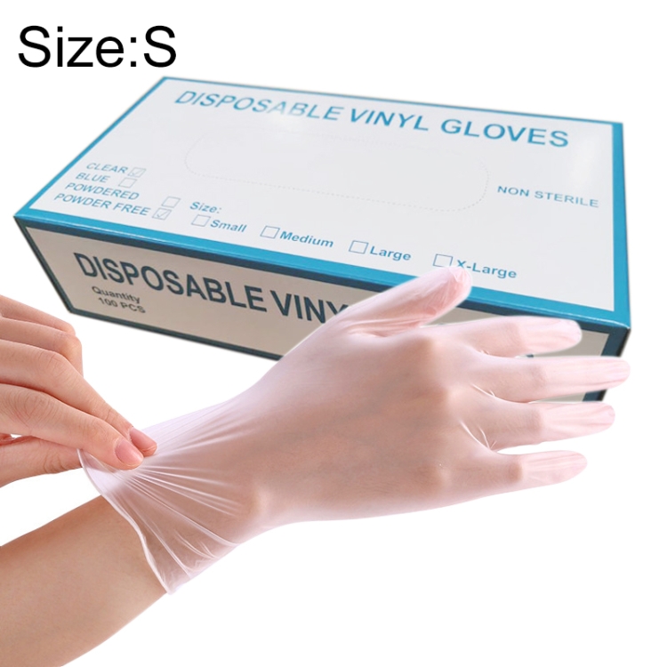 

100 PCS Disposable PVC Examination Gloves Household Transparent Touchable Protective Gloves, Size: S