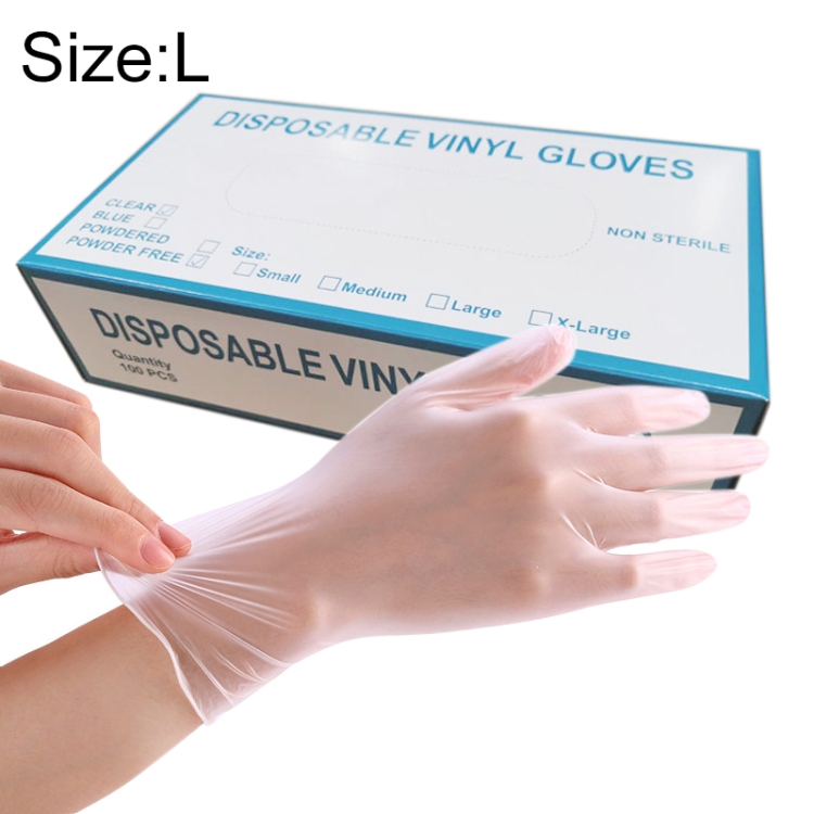 

100 PCS Disposable PVC Examination Gloves Household Transparent Touchable Protective Gloves, Size: L