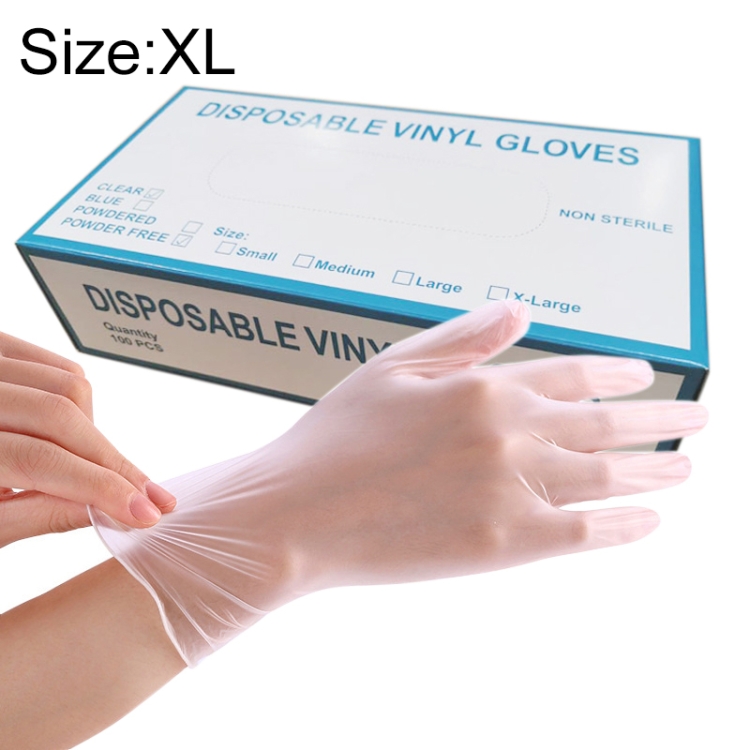 

100 PCS Disposable PVC Examination Gloves Household Transparent Touchable Protective Gloves, Size: XL