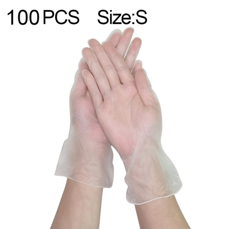 

100 PCS Thicken Disposable Clear Food Grade PVC Powder-Free Insulation Waterproof Gloves, Size: S