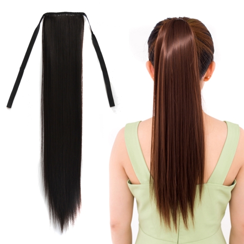

Natural Long Straight Hair Ponytail Bandage-style Wig Ponytail for Women，Length: 60cm (Black)