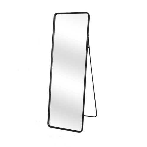 

[US Warehouse] Modern Rounded Border Iron Full Length Dressing Floor Mirror with Free Stand Size: 60 inch (Black)