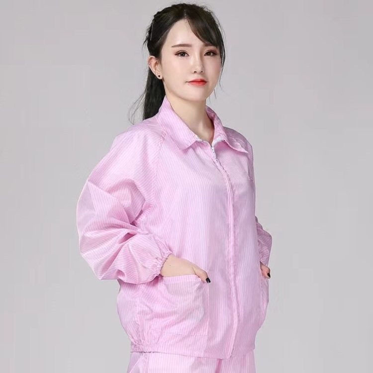 

Antistatic Top Short Dust-free Jacket Lapel Overalls,Size:XXL(Pink)