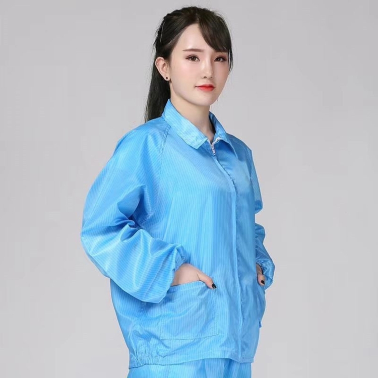 

Antistatic Top Short Dust-free Jacket Lapel Overalls,Size:XL(Blue)