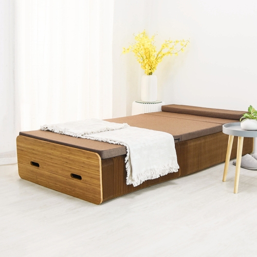 

Creative Folding Single Bed, Size: Width: 200x70cm(Brown)