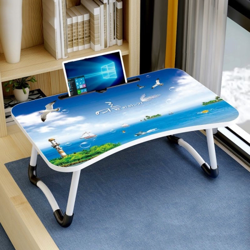 

W-shaped Non-slip Legs Pattern Adjustable Folding Portable Laptop Desk with Card Slot (Sea Island)