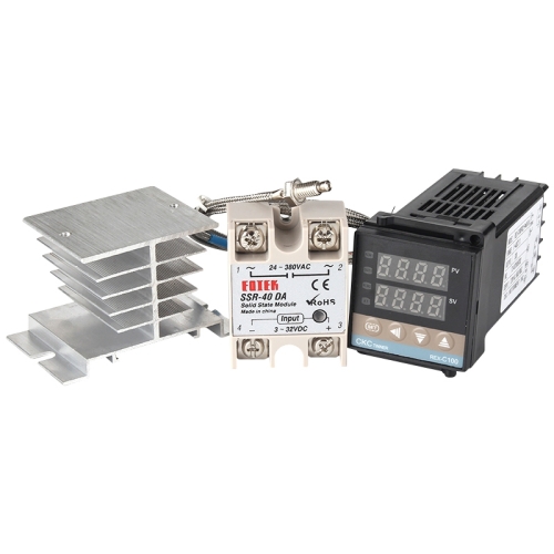 

11000W REX-C100 Thermostat + Heat Sink + Thermocouple + SSR-100 DA Solid State Module Intelligent Temperature Control Kit