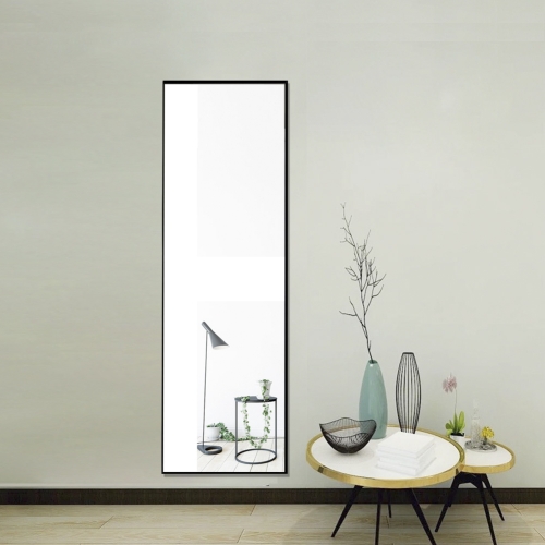 

[US Warehouse] Rectangular Aluminum Frame Floor Mirror Wall-mounted Full-length Mirror Bedroom Mirror, Size: 59 x 15.7 inch(Black)