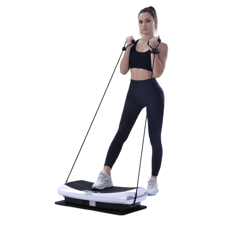 

[EU Warehouse] Merax Curved Design 4D Vibration Plate Training Device Slimming Machine with LED Light & Bluetooth Speaker (White)