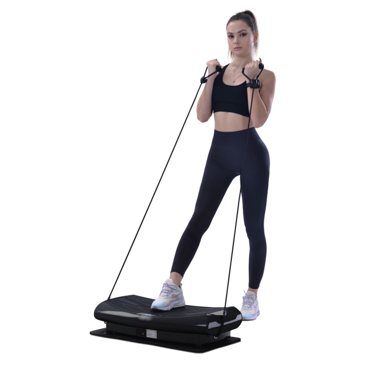 

[EU Warehouse] Merax Curved Design 4D Vibration Plate Training Device Slimming Machine with LED Light & Bluetooth Speaker (Black)
