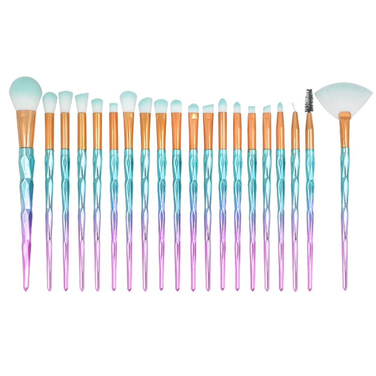 

20 in 1 Diamond Handle Eye Brush Multi-functional Makeup Brush, Pink+Blue Handle and Sky Blue Brush