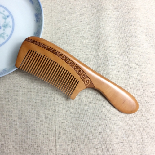 

Phoenix Texture Peach Wood Double-sided Carving Comb Anti-static Massage Comb + Gift Box, Gift Box Colors Are Random