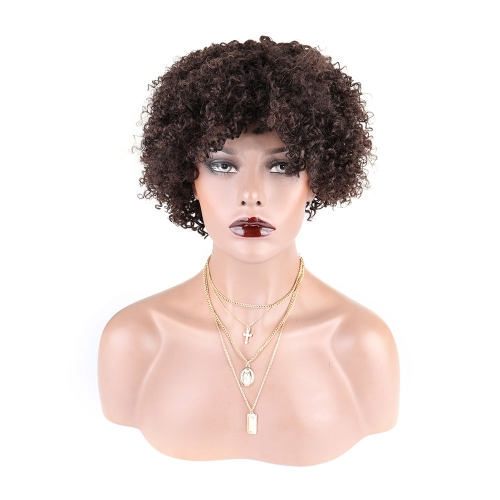 

Toocci Women Afro Curly Lace Front Wigs Short Brazilian Human Hair Wig, Length: 8 inch