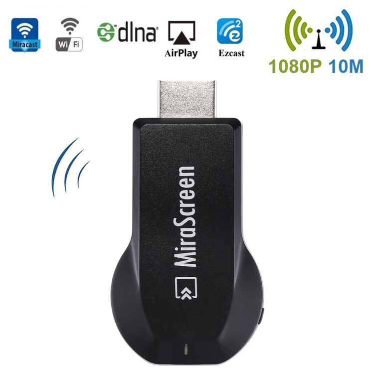 

MiraScreen WiFi Display Dongle / Miracast Airplay DLNA Display Receiver Dongle Wireless Mirroring Screen Device with 2 in 1 USB Cable (Black)