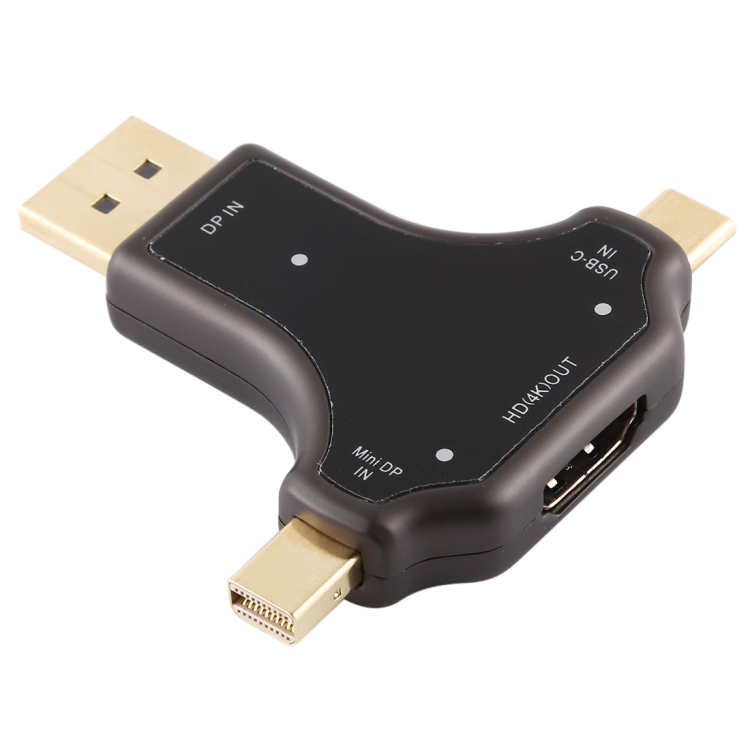 

D63A DisplayPort + Mini DP + UCB-C / Type-C Male to HDMI Female 3 in 1 Adapter