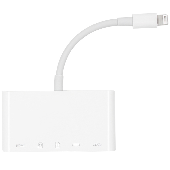 

NK-1032 5 In 1 8 Pin to HDMI Multi-function Mobile Phone Converter Adapter (White)