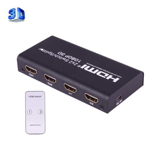 

Mini HDMI 2x2 Matrix Switcher / Splitter with Remote Controller, Support 1080P / 3D, 2 Ports HDMI Input, 2 Ports HDMI Output