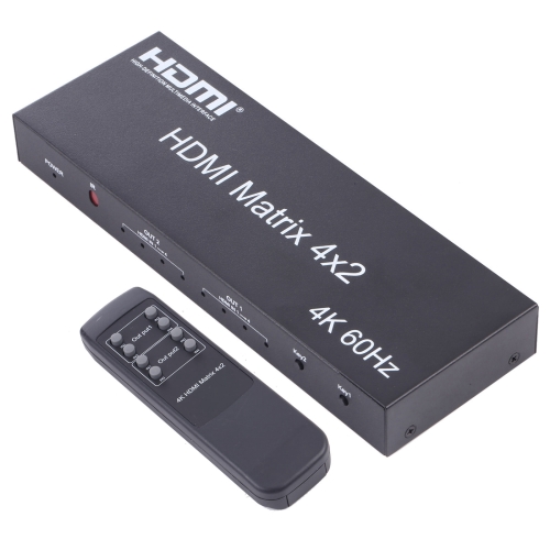 

HDMI 4x2 Matrix Switcher / Splitter with Remote Controller, Support ARC / MHL / 4Kx2K / 3D, 4 Ports HDMI Input, 2 Ports HDMI Output