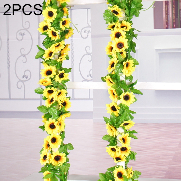 

2 PCS Sunflower Artificial Flower Interior Background Wall Window Decoration, Length: 2.6m