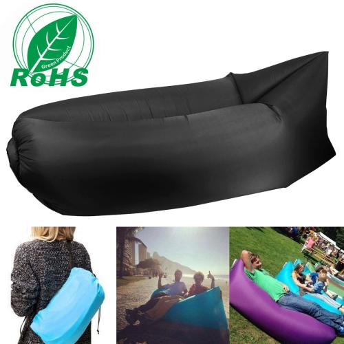 

RoHS Certificate Inflatable Lounger Nylon Fabric Compression Air Bag Sofa for Beach / Travelling / Hospitality / Fishing, Size: 185cm x 75cm x 50cm(Black)