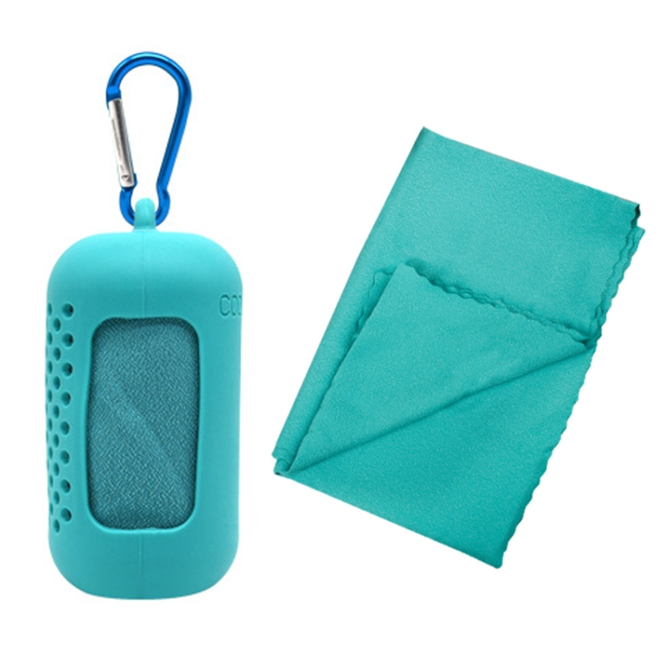 

Portable Quick-drying Towel Sweat Absorption Sports Cold-skinned Compression Towel with Silicone Sheath, S, Size: 40x40cm(Lake Blue)