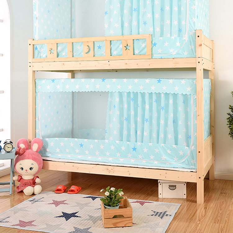 

Students Dormitory Blackout Cloth Zipper Mosquito Net for 90cm Width Lower Berth (Light Blue Star)