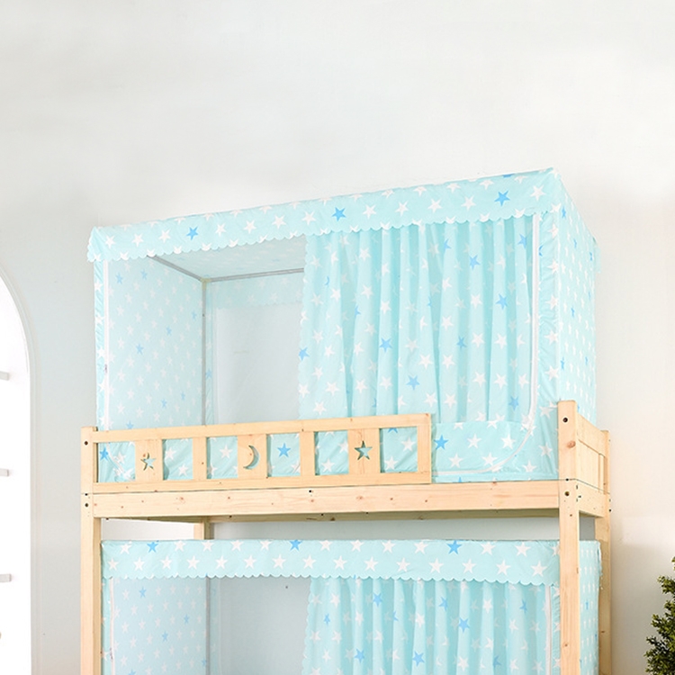 

Students Dormitory Blackout Cloth Zipper Mosquito Net for 120cm Width Upper Berth (Light Blue Star)