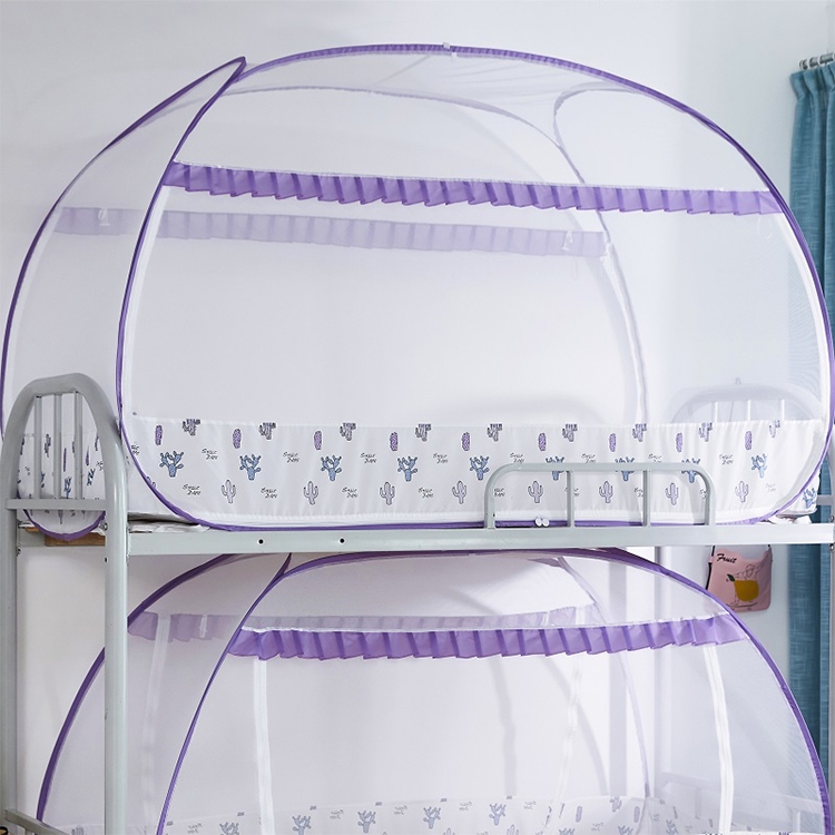 

Student Dormitory Free Installation Yurt Mosquito Net Encryption Zipper Three Door Defence Mosquito for 120cm Width Upper Berth (Purple)