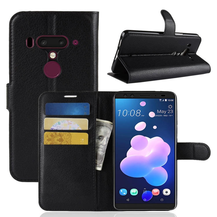 

Litchi Texture Horizontal Flip Leather Case for HTC U12+, with Wallet & Holder & Card Slots(Black)