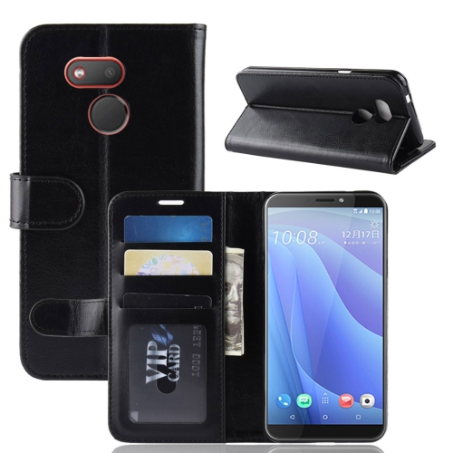 

R64 Texture Single Fold Horizontal Flip Leather Case for HTC Desire 12S, with Holder & Wallet & Card Slots & Photo Frame(Black)