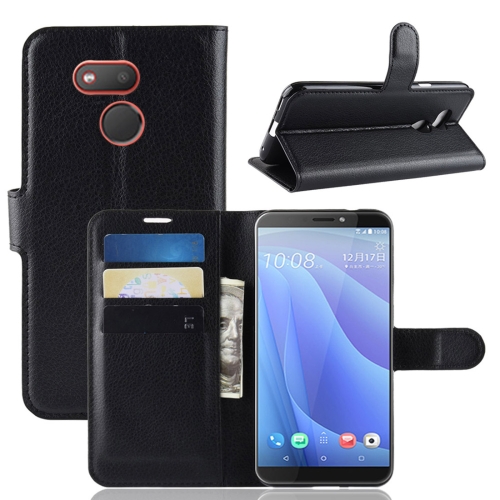 

Litchi Texture Horizontal Flip Leather Case for HTC Desire 12S, with Wallet & Holder & Card Slots(Black)