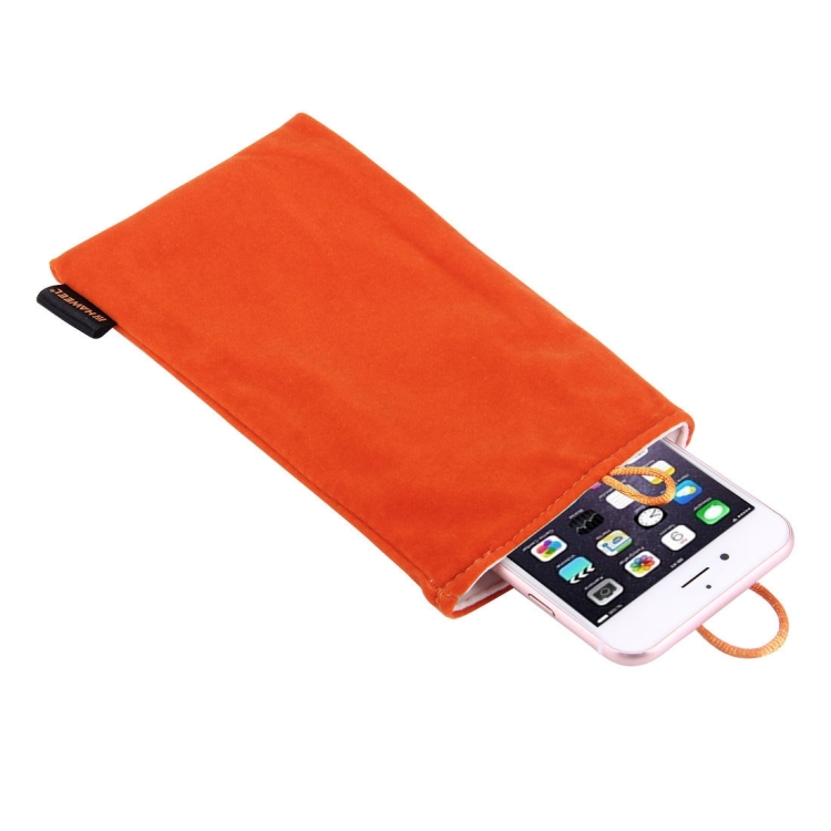 

HAWEEL Soft Flannel Pouch Bag with Pearl Button for up to 5.5 inch Screen Phone, Size: 18.5cm x 9cm(Orange)