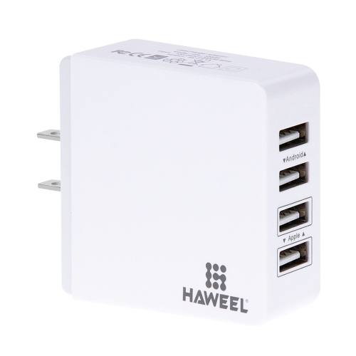 

HAWEEL 4 Ports USB 3.1A Travel Wall Charger, US Plug, For iPhone, iPad, Galaxy, Huawei, Xiaomi, LG, HTC and other Smart Phones(White)