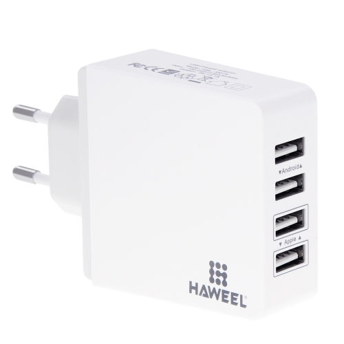 

[UK Stock] HAWEEL 4 Ports USB Max 3.1A Travel Wall Charger, EU Plug, with CE & RoHS Certification, For iPhone, Galaxy, Huawei, Xiaomi, LG, HTC and Other Smart Phones, Rechargeable Devices