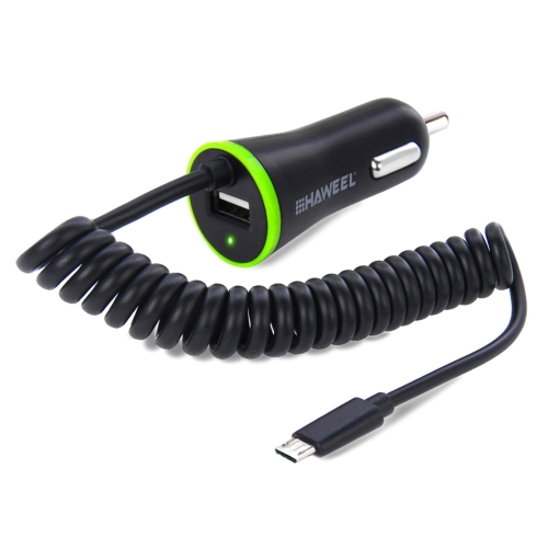 

[US Stock] HAWEEL 5V 2.1A Micro USB Car Charger with Spring Cable, Length: 25cm-120cm, For Galaxy, Huawei, Xiaomi, Sony, LG, HTC and other Smartphones(Black)