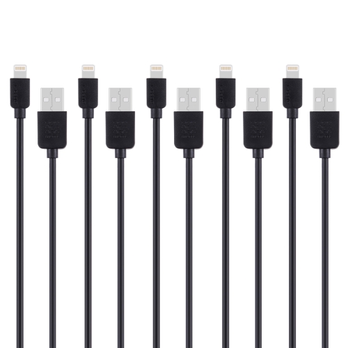 

5 PCS HAWEEL 1m High Speed 8 pin to USB Sync and Charging Cable Kit, For iPhone XR / iPhone XS MAX / iPhone X & XS / iPhone 8 & 8 Plus / iPhone 7 & 7 Plus / iPhone 6 & 6s & 6 Plus & 6s Plus / iPad(Black)