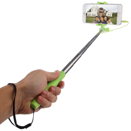 HAWEEL Mini Multifunction Wire Controlled Extendable Selfie Stick Monopod, For iPhone, Galaxy, Huawei, Xiaomi, HTC, Sony, Google and other Smartphones of Android or iOS(Green)