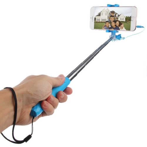 

HAWEEL Mini Multifunction Wire Controlled Extendable Selfie Stick Monopod, For iPhone, Galaxy, Huawei, Xiaomi, HTC, Sony, Google and other Smartphones of Android or iOS(Blue)