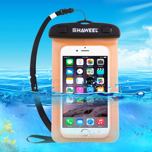 

HAWEEL Transparent Universal Waterproof Bag with Lanyard for iPhone, Galaxy, Huawei, Xiaomi, LG, HTC and Other Smart Phones(Orange)