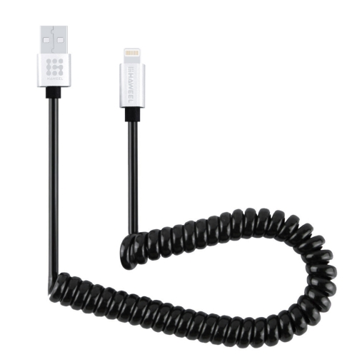 

HAWEEL 2A 8 Pin to USB 2.0 Retractable Coiled Data Sync Charging Cable, Stretch Length: 30cm-100cm, For iPhone XR / iPhone XS MAX / iPhone X & XS / iPhone 8 & 8 Plus / iPhone 7 & 7 Plus / iPhone 6 & 6s & 6 Plus & 6s Plus / iPad (Black + Silver)