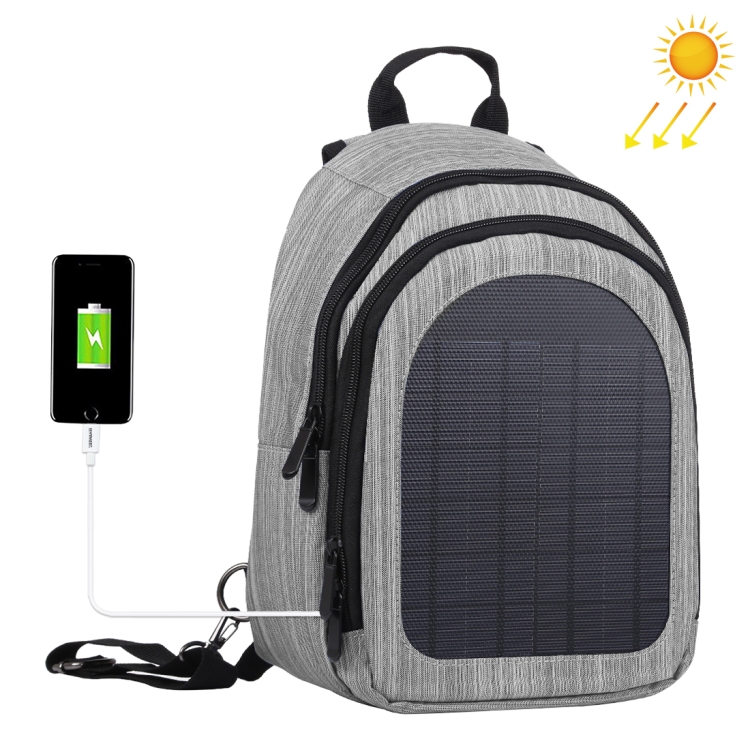 

HAWEEL 5V Solar Panel Power Single & Double Shoulder Backpack Bag(Grey White)