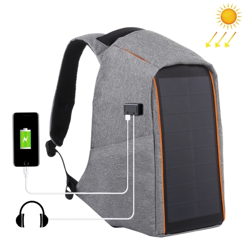 HAWEEL 12W Flexible Solar Panel Power Backpack Anti-Theft Bag with Handle and 5V Black 2.1A Max Dual USB Charging Port