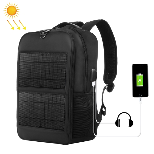 

HAWEEL 14W Solar Panel Power Backpack Laptop Bag with Handle and 5V / 2.1A Max Dual USB Charging Port(Black)