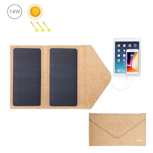 

HAWEEL 14W Foldable Solar Panel Charger with 5V / 2.1A Max Dual USB Ports(Yellow)
