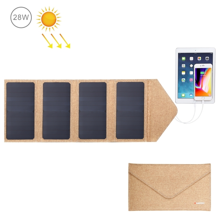 

HAWEEL 28W Foldable Solar Panel Charger with 5V 2.9A Max Dual USB Ports(Yellow)