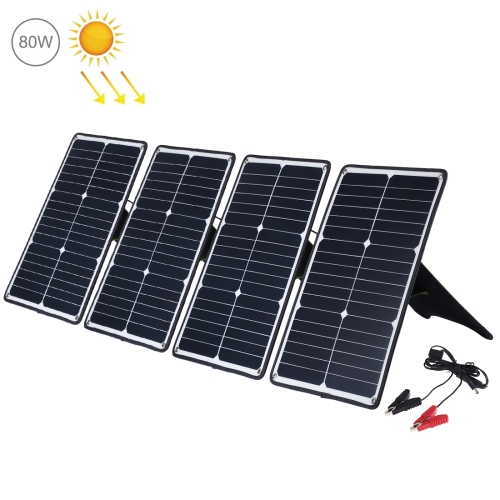 

HAWEEL 4 PCS 20W Monocrystalline Silicon Solar Power Panel Charger, with USB Port & Holder & Tiger Clip, Support QC3.0 and AFC (Black)
