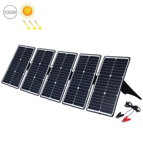 

HAWEEL 5 PCS 20W Monocrystalline Silicon Solar Power Panel Charger, with USB Port & Holder & Tiger Clip, Support QC3.0 and AFC (Black)