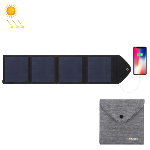 

HAWEEL 14W Ultrathin Foldable Solar Panel Charger with 5V / 2.2A USB Port, Support QC3.0 and AFC(Black)